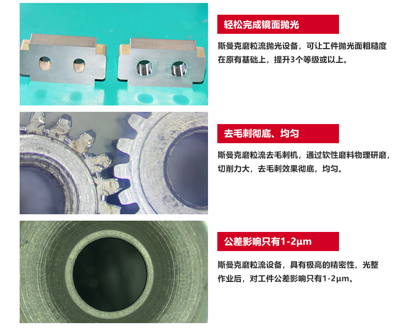 解決復(fù)雜性拋光、去毛刺難題：孔內(nèi)拋光，去除毛刺，齒面拋光，曲面拋光，不規(guī)則面拋光 最小可處理孔徑：8絲 鎢鋼硬質(zhì)合金可拋光